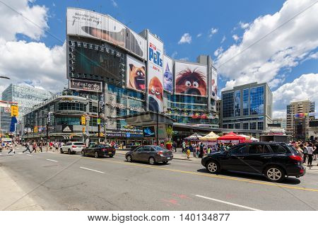 TORONTO - 2 July 2016: Yonge- Dunda Square is considered as Toronto's Times Square.