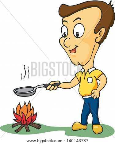 Cooking man vector cartoon illustration vector design