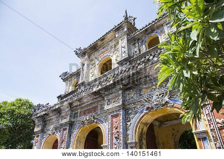 A gate of Imperial Royal Palace of Nguyen dynasty in Hue, Vietnam