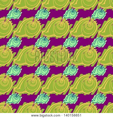 Doodles seashells colorful seamless pattern for background.