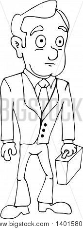 Businessman standing vector sketch isolated on background.