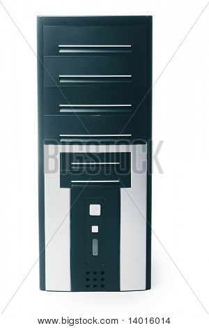 Caixa do computador preto sobre branco