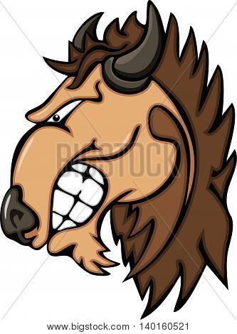 Vector illustration of Head bison mascot isolated on white background
