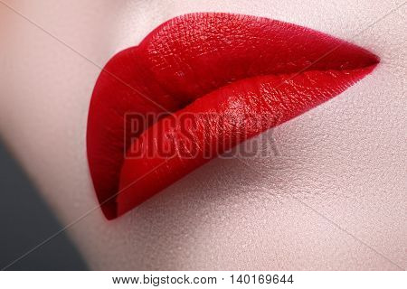 Perfect Lips. Sexy Girl Mouth Close Up. Beauty Young Woman Smile