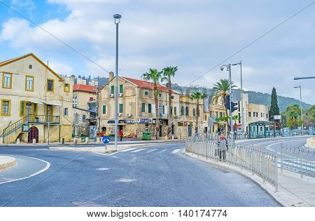 HAIFA ISRAEL - FEBRUARY 20 2016: The German Colony is the historical neighborhood in city on February 20 in Haifa.