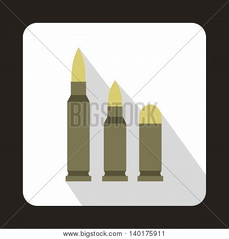 Different caliber bullets icon in flat style with long shadow
