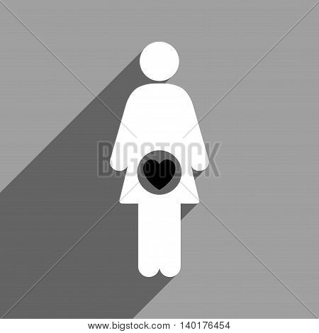 Fertility long shadow vector icon. Style is a flat fertility black and white iconic symbol on a gray square background.
