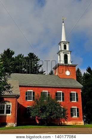 Stockbridge Massachusetts - September 16 2014: The brick First Congregational Church *