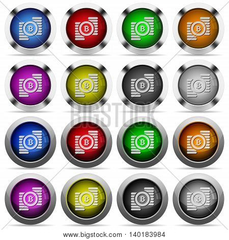 Set of Bitcoins glossy web buttons. Arranged layer structure.