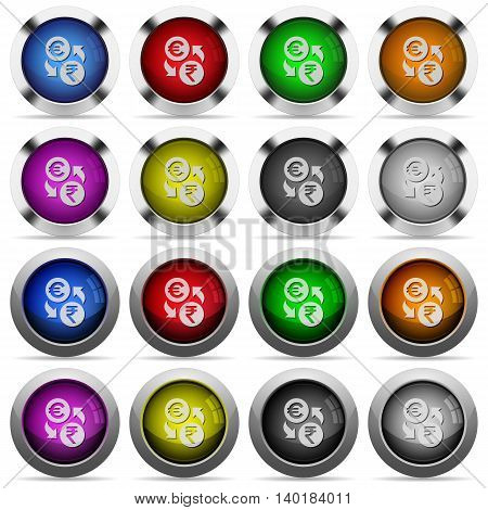 Set of Euro Rupee exchange glossy web buttons. Arranged layer structure.