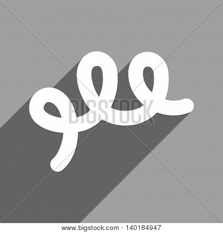 Spiral Bacillus long shadow vector icon. Style is a flat spiral bacillus white iconic symbol on a gray square background.