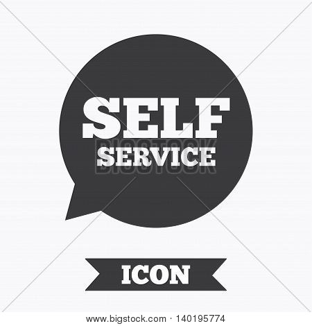 Self service sign icon. Maintenance symbol in speech bubble. Graphic design element. Flat self service symbol on white background. Vector