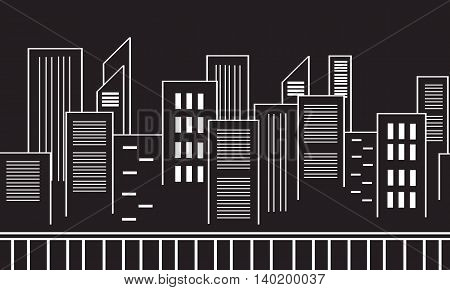 Collection stock vector city silhouettes black white