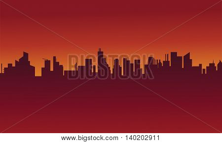 Big urban scenery silhouettes stock vector illustration