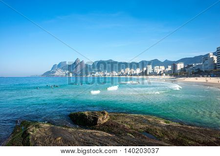 Early morning on the Ipanema beach Rio de Janeiro Brazil