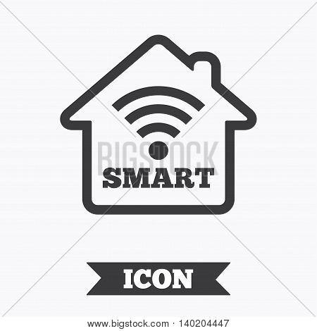 Smart home sign icon. Smart house button. Remote control. Graphic design element. Flat smart home symbol on white background. Vector