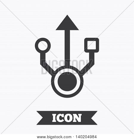 Usb sign icon. Usb flash drive symbol. Graphic design element. Flat usb drive symbol on white background. Vector