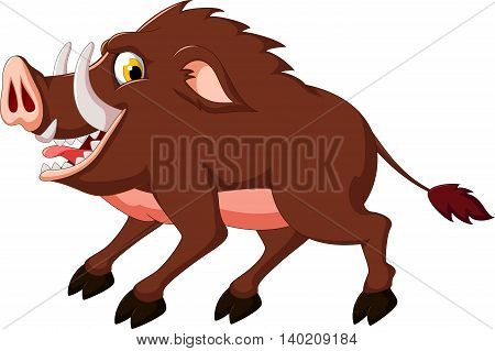 cute wild boar cartoon running for you design