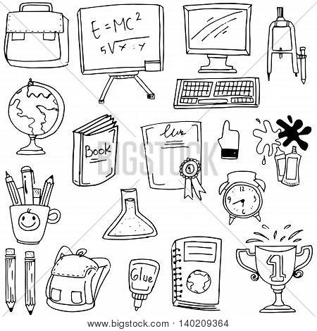 Hand draw element school doodles stock vector