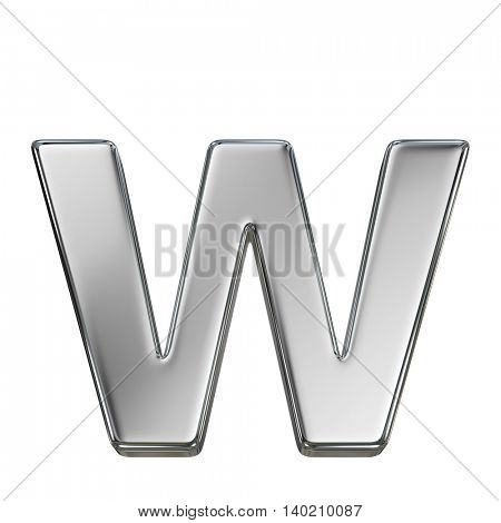 Chrome solid alphabet isolated on white - w lovercase letter