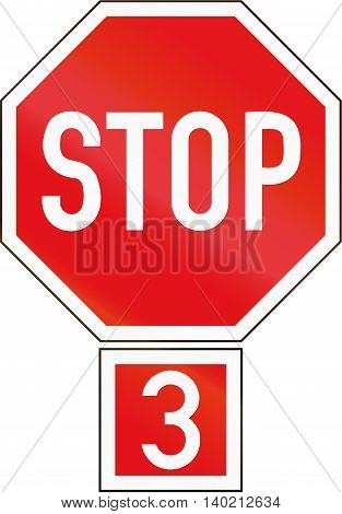 Road Sign Used In The African Country Of Botswana - Stop (3-way)