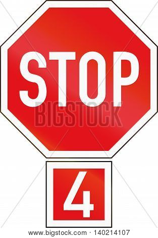 Road Sign Used In The African Country Of Botswana - Stop (4-way)