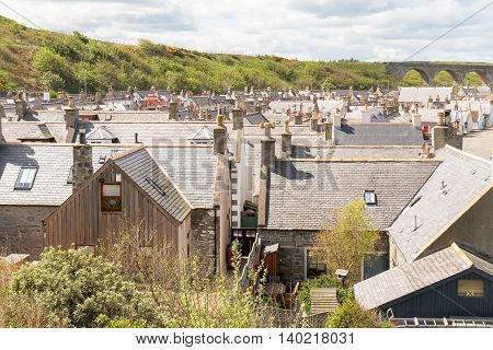 Roof top view of houses in Cullen North east Scotland