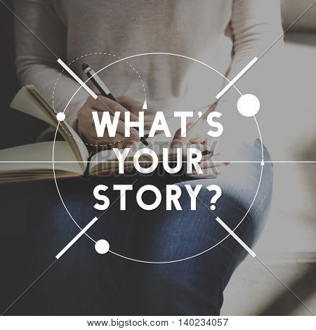 Female Story Writer Sketch Graphic Concept