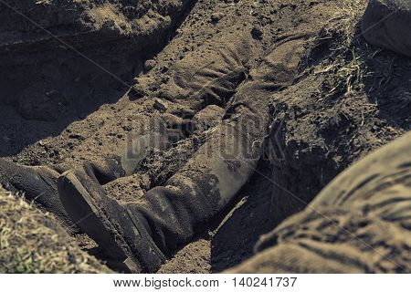 Conceptual Image Of Violence And Crime, Dead Body, Hdr