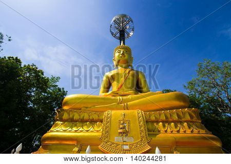 The Suphatthara Bophit Buddha at Khao Kradong Forest Park in Buriram ProvinceTHAILAND.