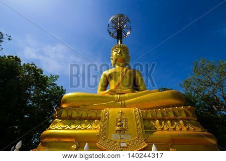 The Suphatthara Bophit Buddha at Khao Kradong Forest Park in Buriram Province,THAILAND.