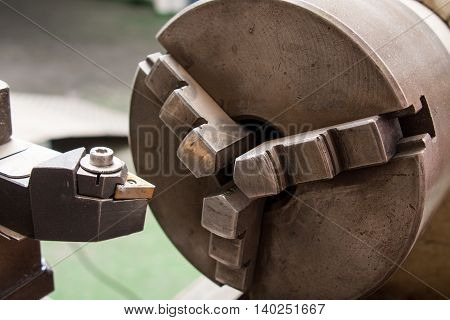 industrial boring mill machinery cutter close up