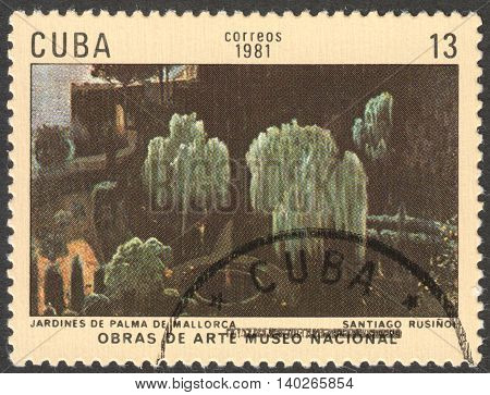 MOSCOW RUSSIA - CIRCA FEBRUARY 2016: a post stamp printed in CUBA shows a painting 