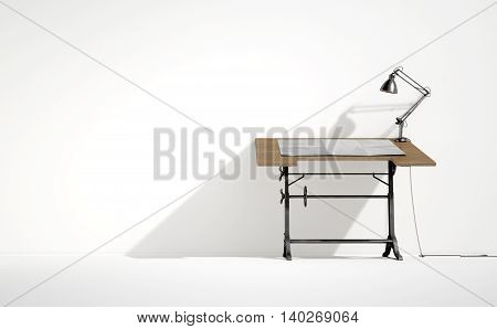 Drafting Desk Lamp And Paper