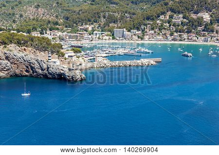 Town bay lighthouse and yacht marina viewBeautiful view of the bay