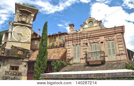 Marionette Theater in Old Tbilisi. Rezo Gabriadze falling tower.
