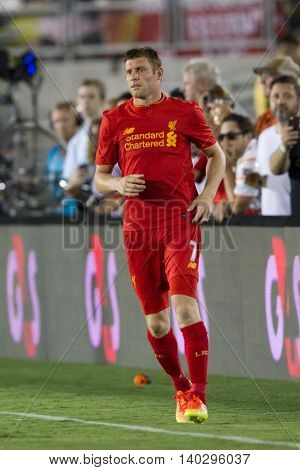 PASADENA, CA - JUNE 4: James Milner during the 2016 ICC game between Chelsea & Liverpool on July 27th 2016 at the Rose Bowl in Pasadena, Ca.