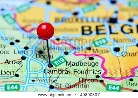 Cambrai pinned on a map of France