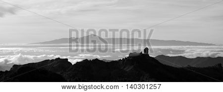 Panoramic sunset with monochrome effect, Canary islands
