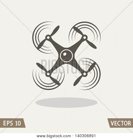 Aerial drone quadrocopter icon symbol isolated on light background. Vector illustration for web logo and packing design