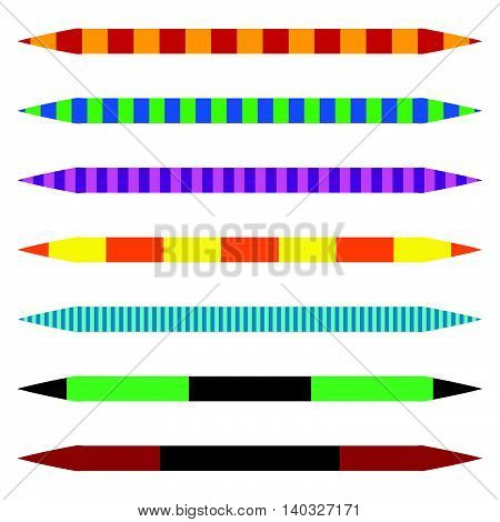 Horizontal Line Dividers. Set Of Colorful (duotone) Straight Line Design Elements