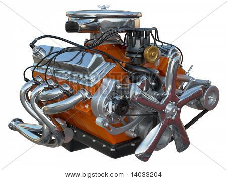 Beyaz bir yüksek performanslı v8 motor dahil hiçbir yolun arka plan.
