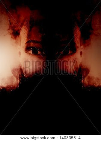 Horror mannequin,retro scary background for book cover