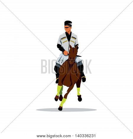 Beautiful man is in traditional clothes of Georgia. Isolated on a white background