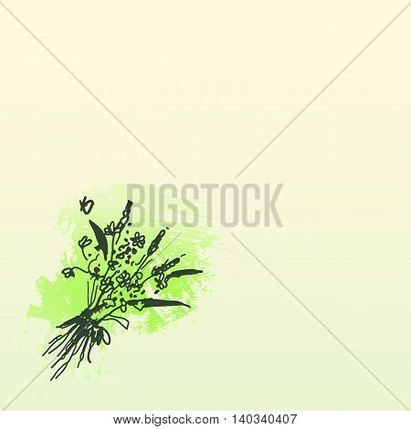 Doodle hand drawn flower, watercolor background. Design,