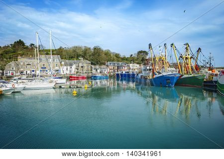 Padstow harbor on a sunny summer day