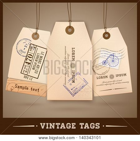 Vintage style tags design. Retro tag. Vector illustration