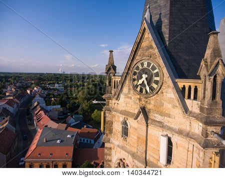 Old church Lucka medieval town Germany Thuringia panorama