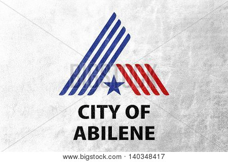 Flag Of Abilene, Texas, Usa, Painted On Leather Texture