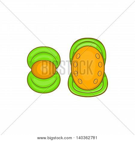 Knee protector and elbow pad icon in cartoon style on a white background